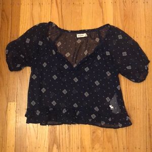 Abercrombie sheer navy print blouse
